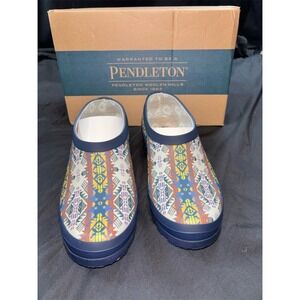 Pendleton Journey West Garden Rain Clogs Womens 8 Aztec Geometric Navy
